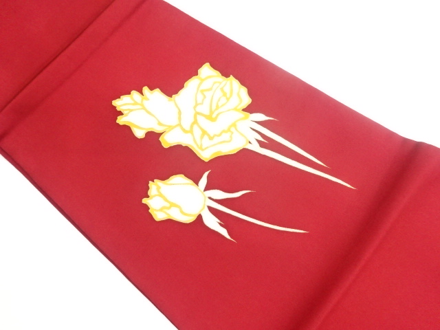 JAPANESE KIMONO / VINTAGE HIRAKI NAGOYA OBI / SHIOZE / ROSE